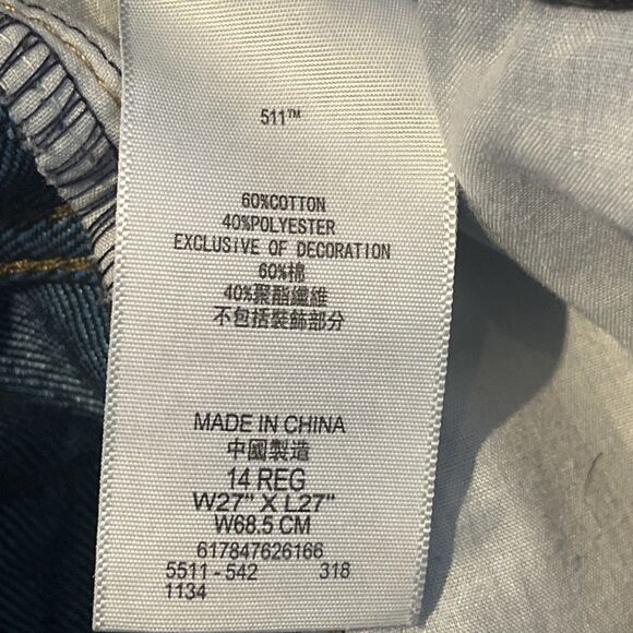 LEVIS 511 Slim Fit Boys Blue Jeans 14 Reg 27 x 27 Dark Blue - Picture 6 of 6